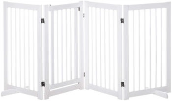 Pawhut Absperrgitter Hunde 91 cm mit 2 Stützfüße für Tier & Treppe Weiß (D06-090)