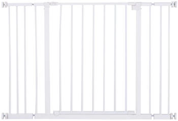 Pawhut Treppenschutzgitter Metall Türschutz Absperrgitter bohrfrei verstellbar 76-107x76cm Weiß (D06-058)