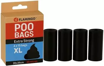 Flamingo Kotbeutel extra stark Blekz XL schwarz 4 x 15 Stk.