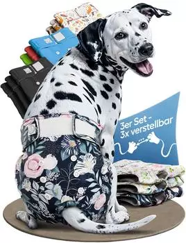 Hund IST König Hundewindeln mit Blumen M 3 Stk.