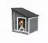 Relaxdays Hundehütte mit klappbarem Schrägdach anthrazit/weiß/grau