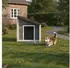 Relaxdays Hundehütte mit klappbarem Schrägdach anthrazit/weiß/grau