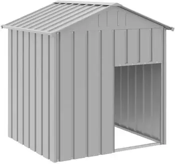 vidaXL Hundeh&uuml;tte mit Dach hellgrau 117x103x123 cm verzinkter Stahl