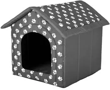 HobbyDog Hundehütte grau mit Pfoten