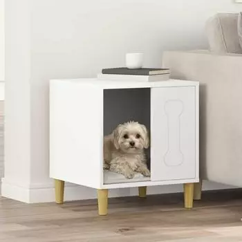 vidaXL Holz Hundehütte weiß 44 x 42 x 49 cm