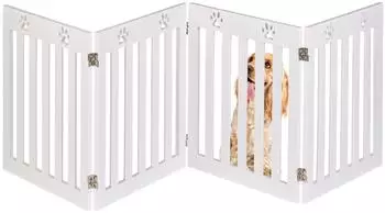 Relaxdays Hundeabsperrgitter 4-teilig, faltbar, wei&szlig; (60x204cm)