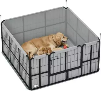 Pawhut Wurfkiste f&uuml;r Welpen Oxford-Gewebe 122 x 122 x 60 cm schwarz