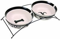 Trixie Eat-on-feet Napf-set, Wei&szlig; / Schwarz 2 X 2,6 Liter/d= 25 Cm