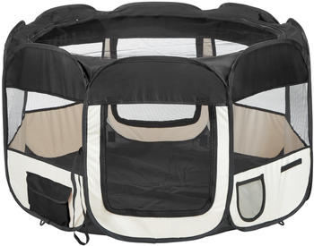 TecTake Tierlaufstall aus Polyester inkl. Tragetasche Schwarz (115 x 115 x 64 cm)