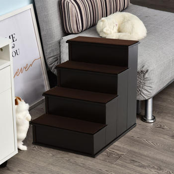 Pawhut Haustiertreppe mit Teppich dunkelbraun