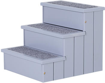 Pawhut Hundetreppe mit Teppich Kiefernholz 40,5x44,5x38cm grau