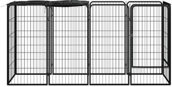 vidaXL Hundelaufstall schwarz 50x100cm Stahl pulverbeschichtet 10-tlg. mit Dach (3115948)