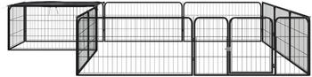vidaXL Hundelaufstall schwarz 100x50cm Stahl pulverbeschichtet 12-tlg. mit Dach (3115977)