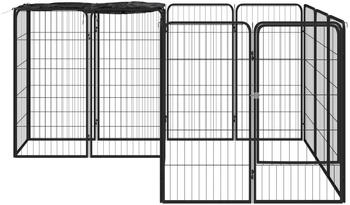 vidaXL Hundelaufstall schwarz 50x100cm Stahl pulverbeschichtet 14-tlg. mit Dach (3115949)