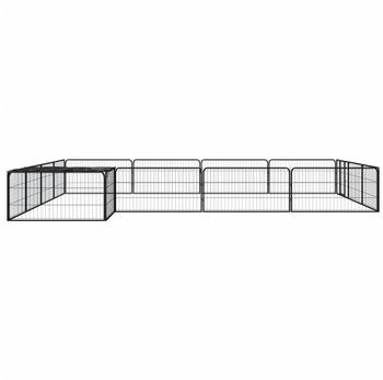 vidaXL Hundelaufstall schwarz 100x50cm Stahl pulverbeschichtet 16-tlg. mit Dach (3115978)