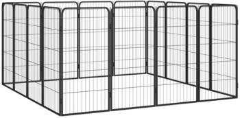 vidaXL Hundelaufstall schwarz 50x100cm Stahl pulverbeschichtet 16-tlg. (3115960)