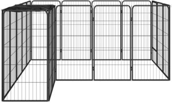 vidaXL Hundelaufstall schwarz 50x100cm Stahl pulverbeschichtet 18-tlg. mit Dach (3115950)