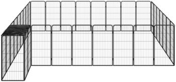 vidaXL Hundelaufstall schwarz 50x100cm Stahl pulverbeschichtet 34-tlg. mit Dach (3115954)