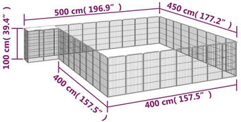 vidaXL Hundelaufstall schwarz 50x100cm Stahl pulverbeschichtet 38-tlg. mit Dach (3115955)