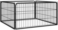 vidaXL 4-tlg. Hundelaufstall Schwarz 100x50cm Stahl Pulverbeschichtung