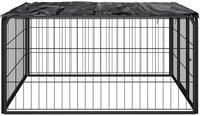 vidaXL 4-tlg. Hundelaufstall Schwarz 100x50cm Stahl Pulverbeschichtung