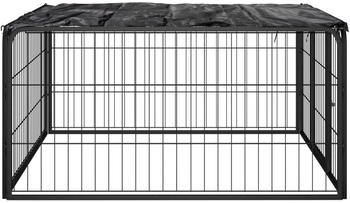 vidaXL Hundelaufstall schwarz 100x50cm Stahl pulverbeschichtet 4-tlg. mit Dach (171795)