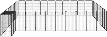vidaXL Hundelaufstall schwarz 50x100cm Stahl pulverbeschichtet 42-tlg. mit Dach (3115956)