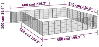 vidaXL Hundelaufstall schwarz 50x100cm Stahl pulverbeschichtet 46-tlg. mit Dach (3115957)