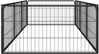 vidaXL 8-tlg. Hundelaufstall Schwarz 100x50 cm Stahl Pulverbeschichtet