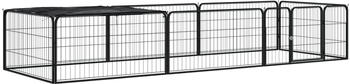 vidaXL Hundelaufstall schwarz 100x50cm Stahl pulverbeschichtet 8-tlg. mit Dach (3115976)