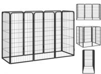 vidaXL 8-tlg. Hundelaufstall Schwarz 50x100 cm Stahl Pulverbeschichtet