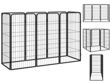 vidaXL Hundelaufstall schwarz 50x100cm Stahl pulverbeschichtet 8-tlg. (3115958)