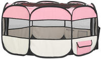 vidaXL Faltbarer Welpenlaufstall mit Tragetasche Rosa 145x145x61 cm