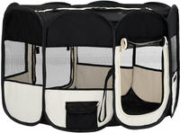 vidaXL Faltbarer Welpenlaufstall mit Tragetasche Schwarz 110x110x58 cm