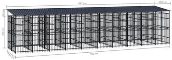 vidaXL Outdoor-Hundezwinger mit Dach Stahl 18,43 m² (3097955)