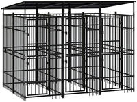vidaXL Outdoor-Hundezwinger mit Dach Stahl 5,53 m&sup2;