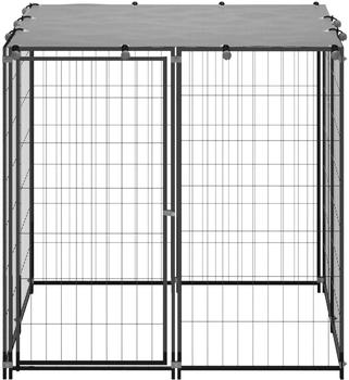 vidaXL Hundezwinger 110x110x110cm Stahl + Überdachung schwarz (150781)