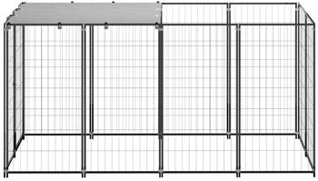 vidaXL Hundezwinger 2,42m² Stahl + Überdachung schwarz (3082199)