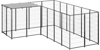 vidaXL Hundezwinger 4,84m² Stahl + Überdachung schwarz (3082211)