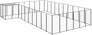 vidaXL Hundezwinger 19,36m² Stahl + Überdachung schwarz (3082239)