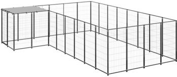 vidaXL Hundezwinger 10,89m² Stahl + Überdachung schwarz (3082226)