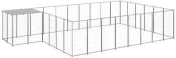 vidaXL Hundezwinger 15,73m² Stahl + Überdachung silbern (3082221)