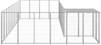 vidaXL Hundezwinger 19,36m² Stahl + Überdachung silbern (3082245)