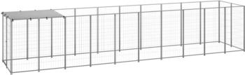 vidaXL Hundezwinger 6,05m² Stahl + Überdachung silbern (3082204)