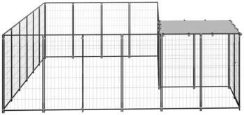 vidaXL Hundezwinger 8,47m² Stahl + Überdachung schwarz (3082212)