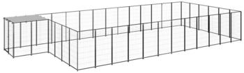 vidaXL Hundezwinger 22,99m² Stahl + Überdachung schwarz (3082216)