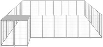 vidaXL Hundezwinger 25,41m² Stahl + Überdachung silbern (3082235)