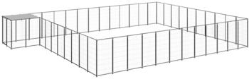 vidaXL Hundezwinger 37,51m² Stahl + Überdachung schwarz (3082242)
