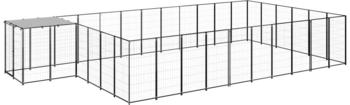 vidaXL Hundezwinger 19,36m² Stahl + Überdachung schwarz (3082215)