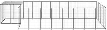 vidaXL Hundezwinger 10,89m² Stahl + Überdachung schwarz (3082207)